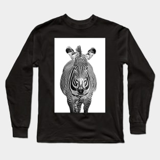 Zebra in Monochrome from the Front Long Sleeve T-Shirt